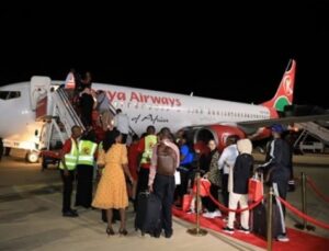 Kenyans booking a flight