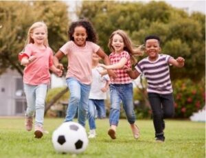 Children playing football