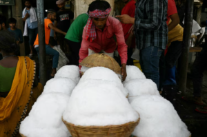 Baskets of shaved ice