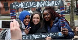 Immigrants taking a photo