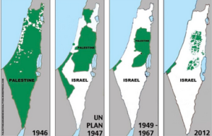 Map showing palestinian land which was taken by the Israelites