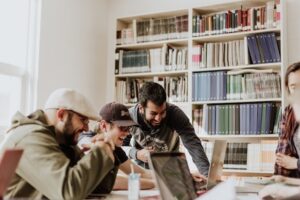 University students in a library