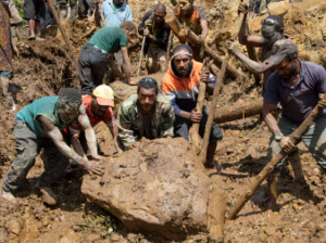 Residents digging debris