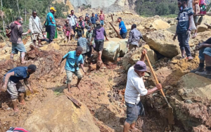 Residents digging debris