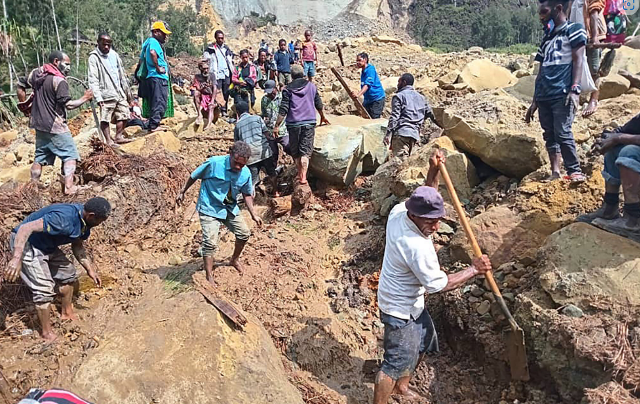 Residents digging debris