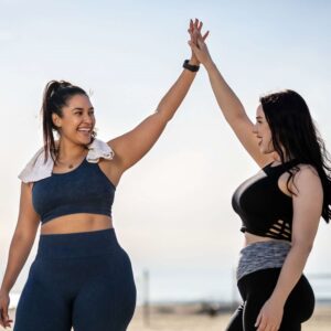 Friends enjoying working out together