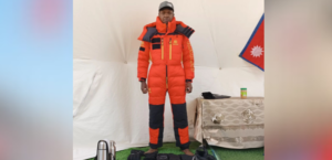 Cheruiyot dressed preparing to climb Everest