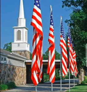 White building and US flag